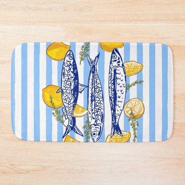 Item preview, Lemons and Sardines Summer Coastal Mediterranean Illustration designed and sold by MaiZephyr.