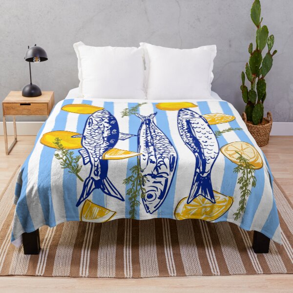 Item preview, Lemons and Sardines Summer Coastal Mediterranean Illustration designed and sold by MaiZephyr.