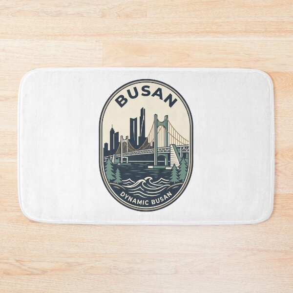 Item preview, Dynamic Busan South Korea Retro Skyline Badge designed and sold by k3rstman1.