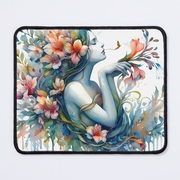 Item preview, Freesia Fae – Watercolor Floral Portrait with Butterflies Freesias designed and sold by EmeraldeaArt.