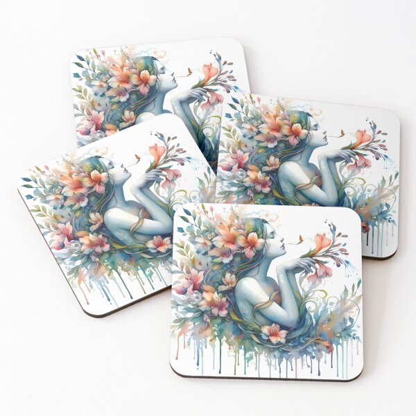 Item preview, Freesia Fae – Watercolor Floral Portrait with Butterflies Freesias designed and sold by EmeraldeaArt.