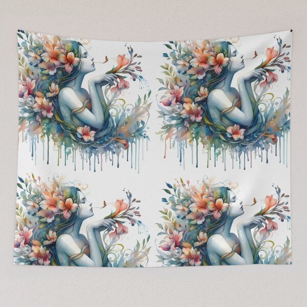 Item preview, Freesia Fae – Watercolor Floral Portrait with Butterflies Freesias designed and sold by EmeraldeaArt.