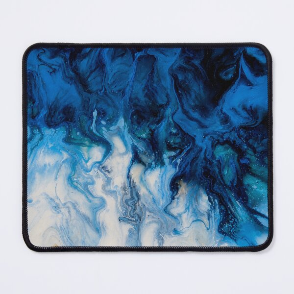 Item preview, Oceanic Blue & Gold Flow – Abstract Fluid Art Marble Painting designed and sold by PourtionOfArt.