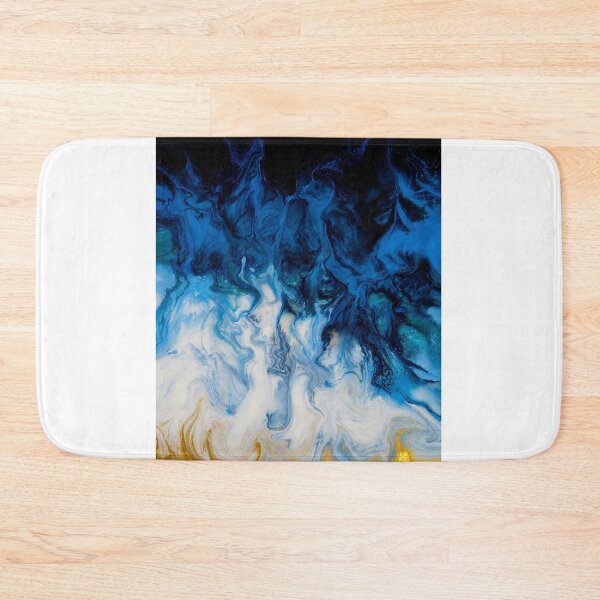 Item preview, Oceanic Blue & Gold Flow – Abstract Fluid Art Marble Painting designed and sold by PourtionOfArt.