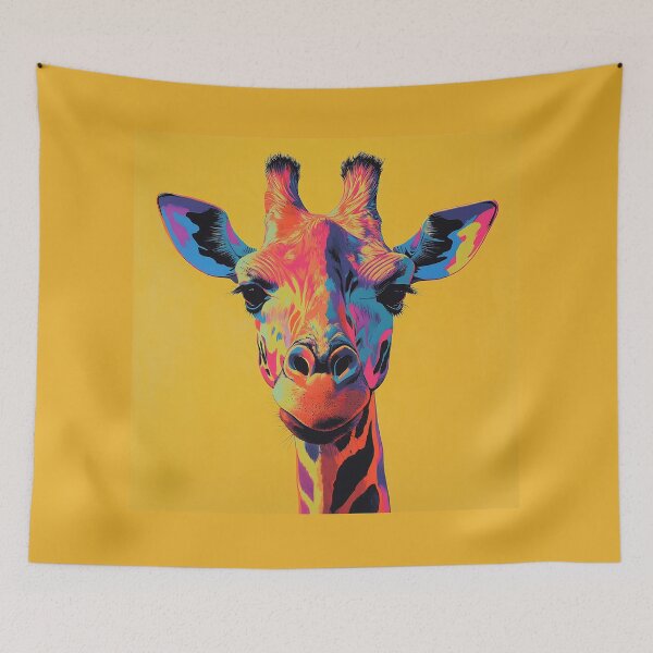 Item preview, Neon Giraffe Pop Art Portrait, Vivid Colors Bold Animal Art designed and sold by daila70.