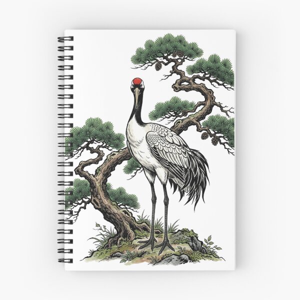 Item preview, Japanese Crane and Pine Tree Ukiyo-e Style - Traditional Symbol of Longevity and Good Fortune designed and sold by vekotpu.