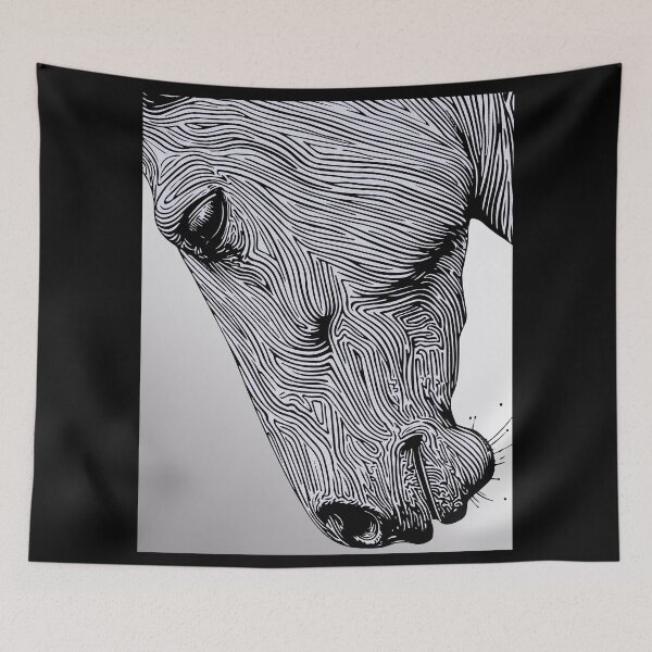 Item preview, Minimalist Line Art Horse Portrait — Flowing Contour Ink Drawing designed and sold by RamyGallery.