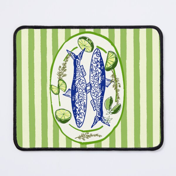 Item preview, Sardines and Lime Stripes Coastal Summer Illustration designed and sold by MaiZephyr.