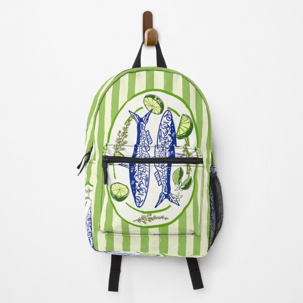 Item preview, Sardines and Lime Stripes Coastal Summer Illustration designed and sold by MaiZephyr.