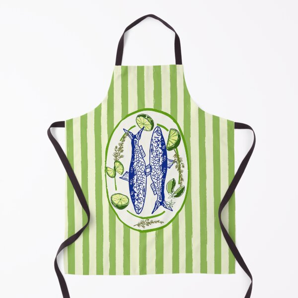 Item preview, Sardines and Lime Stripes Coastal Summer Illustration designed and sold by MaiZephyr.