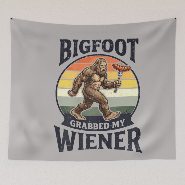 Item preview, Bigfoot Grabbed My Wiener Funny Sasquatch Retro Camping designed and sold by GreggRoss.