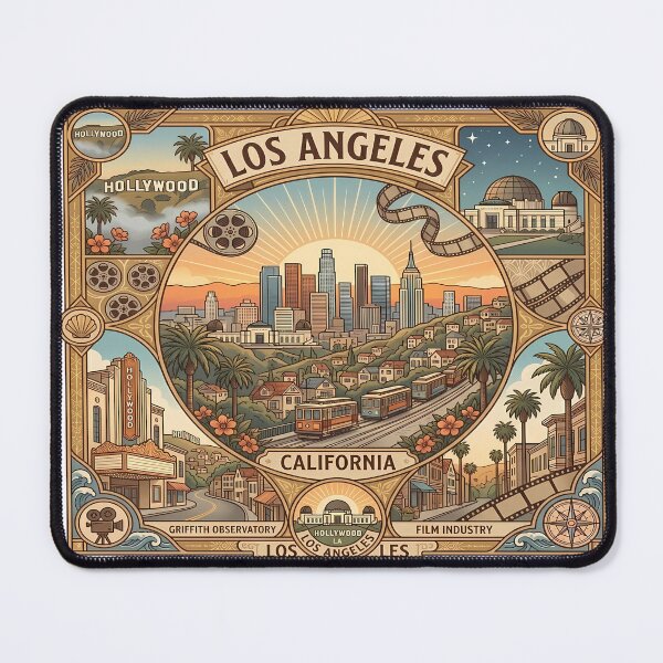 Item preview, Los Angeles Hollywood & Skyline Illustration designed and sold by Alice Cristalis.