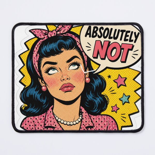 Item preview, Absolutely Not – Funny Retro Comic Lady Sticker designed and sold by LevelUpReads.