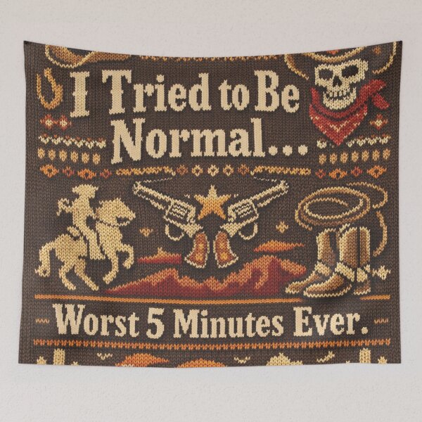 Item preview, Cowboy Skeleton Quote Knitting Pattern Wild West designed and sold by Mauswohn.