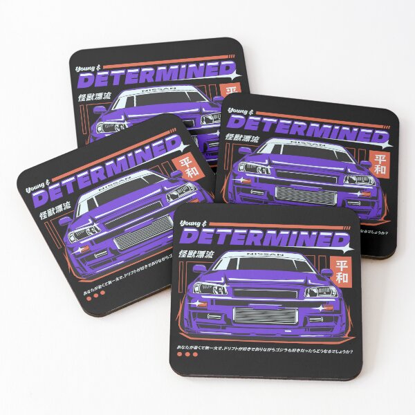 Item preview, Young & Determined 怪獣漂流 - JDM R34 Godzilla Front View Purple Poster designed and sold by Pupung oktavian.