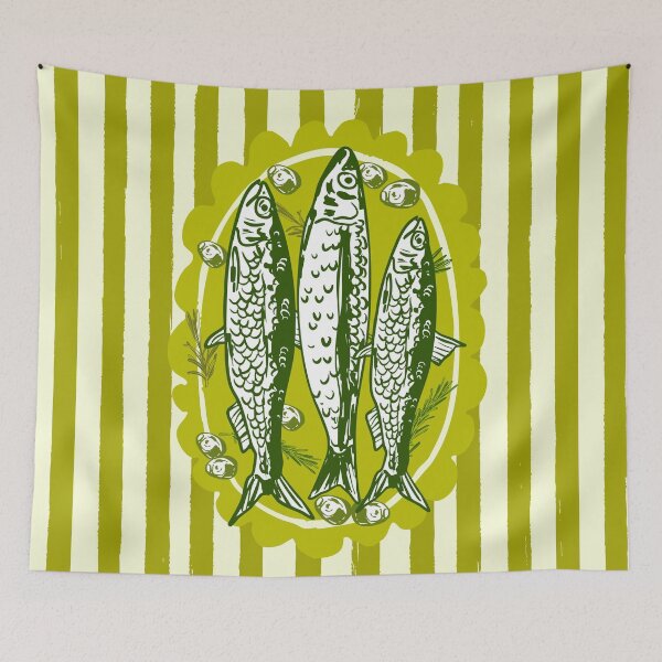 Item preview, Sardines and Olives Mediterranean Seafood Coastal Art designed and sold by MaiZephyr.