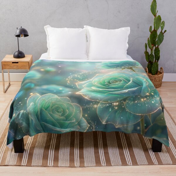 Item preview, Enchanted Teal Roses with Golden Sparkles designed and sold by higgins5.