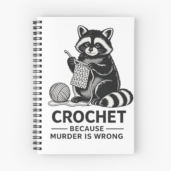 Item preview, Crochet Because Murder Is Wrong Raccoon T-Shirt | Funny Crochet Raccoon Gift designed and sold by The Sandy Design Store.