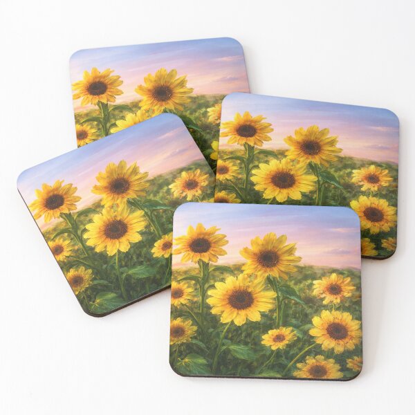 Item preview, Golden Sunflowers Field Under Pastel Sunset Sky designed and sold by Nonanany.