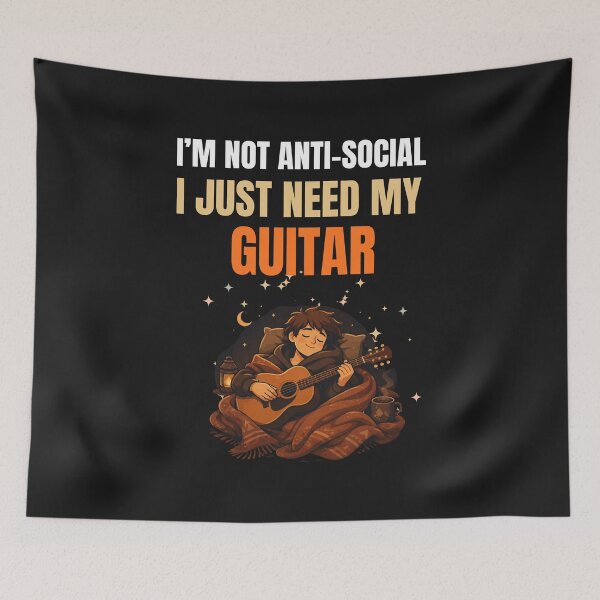 Item preview, Im Not Anti Social I Just Need My Guitar Funny Introvert Guitar Design designed and sold by Joyful-Pixel.