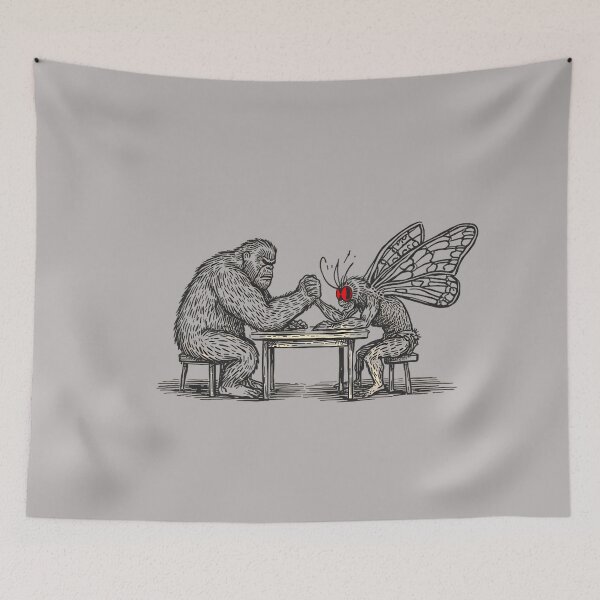 Item preview, Bigfoot vs Mothman Funny Cryptid Arm Wrestling for Men Women designed and sold by GreggRoss.