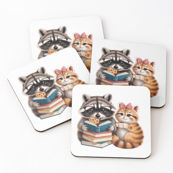 Item preview, Cozy Books & Snacks Critters T-Shirt | Reading Raccoon & Cat designed and sold by Ashley critters.