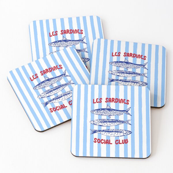 Item preview, Sardines Social Club Blue Stripes Coastal Illustration designed and sold by MaiZephyr.