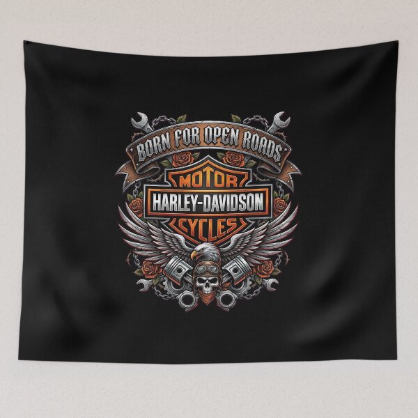 Item preview, Harley Davidson Born For Open Roads Bold Vintage Rider Print designed and sold by enzoade.