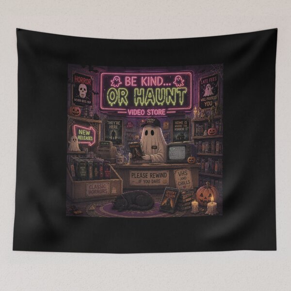 Item preview, Be Kind Or Haunt Retro Ghost Video Store Halloween Design designed and sold by MotylekAnia.