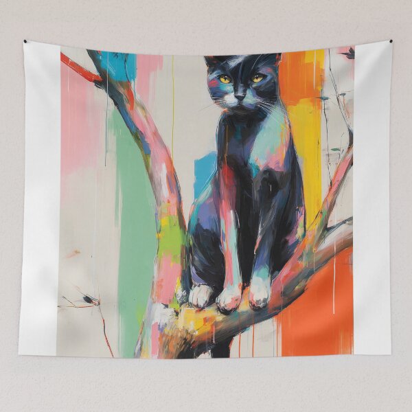 Item preview, Colorful Cat on a Branch designed and sold by lautir.