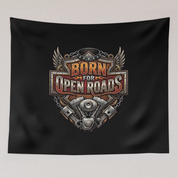 Item preview, Harley Davidson Born For Open Roads American Biker Illustration designed and sold by enzoade.