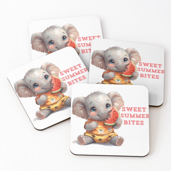 Item preview, Sweet Summer Bites Cute Elephant Sticker – Kawaii Watermelon Summer Vibes designed and sold by BonnieGlam13.