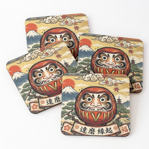 Item preview, Daruma Doll Fortune: Traditional Japanese Landscape Art designed and sold by Mollydesignjap.