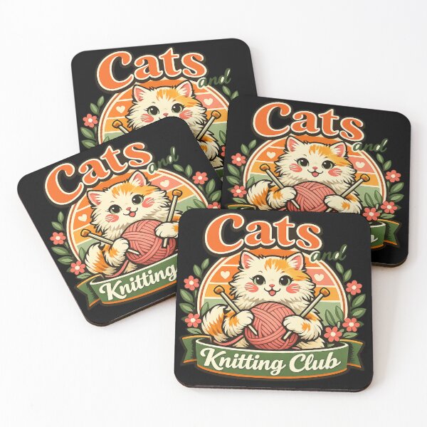 Item preview, Cats and Knitting Club – Cute Vintage Cat Knitter Cozy Cottagecore Design designed and sold by Ladys-Gents.