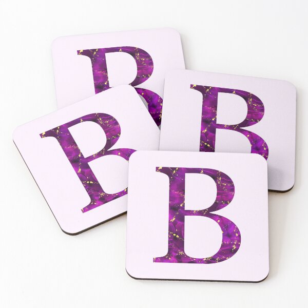 Item preview, Monogram letter B in pink color with gold accents, alcohol ink digital art designed and sold by SweetLilith.