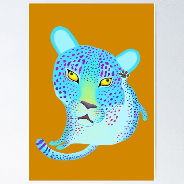 Item preview, Mean Muggin’ Blue Leopard designed and sold by TamaAnimalArt.