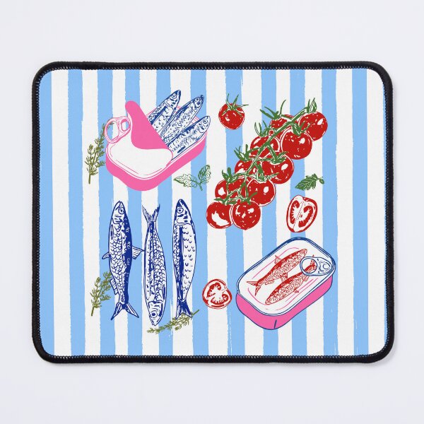 Item preview, Mediterranean Colorful Sardines and Tomato Coastal Illustration designed and sold by MaiZephyr.