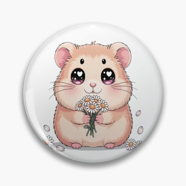 Item preview, Kawaii Heart Eyes Hamster Fluffy Daisy Floral Illustration designed and sold by AlexandraSand.