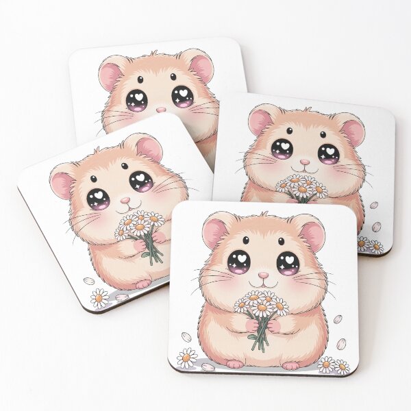Item preview, Kawaii Heart Eyes Hamster Fluffy Daisy Floral Illustration designed and sold by AlexandraSand.