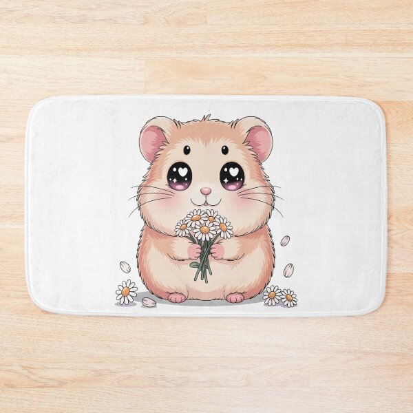 Item preview, Kawaii Heart Eyes Hamster Fluffy Daisy Floral Illustration designed and sold by AlexandraSand.