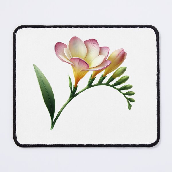 Item preview, Freesia Cutout Floral Portrait – Pink Yellow Botanical Side View designed and sold by EmeraldeaArt.