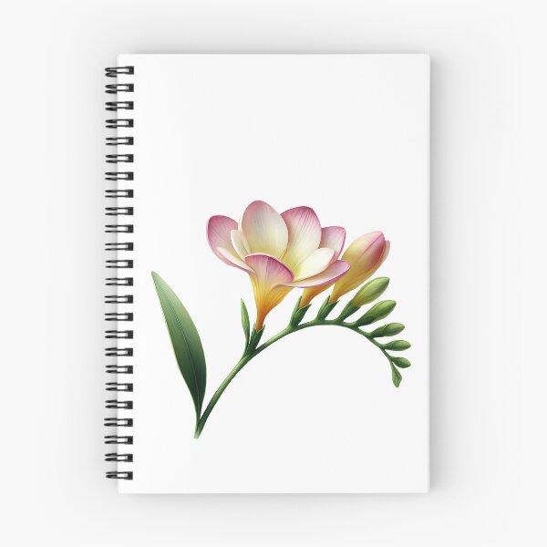 Item preview, Freesia Cutout Floral Portrait – Pink Yellow Botanical Side View designed and sold by EmeraldeaArt.