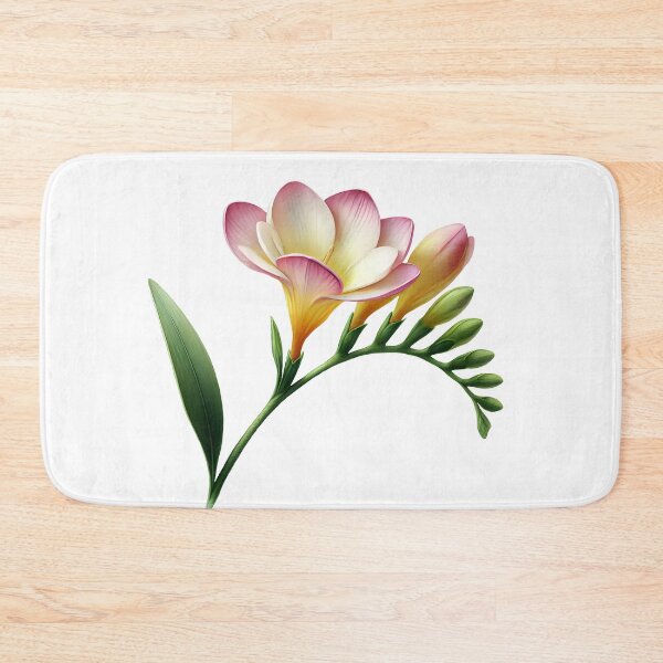 Item preview, Freesia Cutout Floral Portrait – Pink Yellow Botanical Side View designed and sold by EmeraldeaArt.