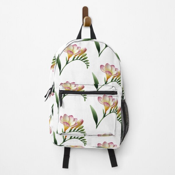 Item preview, Freesia Cutout Floral Portrait – Pink Yellow Botanical Side View designed and sold by EmeraldeaArt.