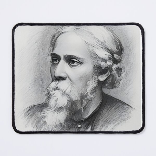Item preview, Rabindranath Tagore Charcoal Portrait – Hand‑Drawn Sketch Art | Bengali Literature Wall Art designed and sold by Nene's design.