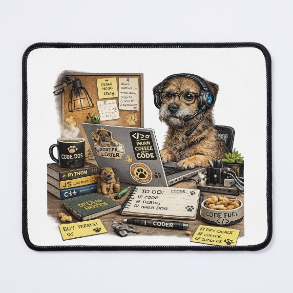 Item preview, Border Terrier Coding Dog – Realistic Programmer Puppy designed and sold by YamiSociety.