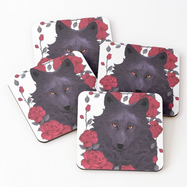 Item preview, Black wolf with red roses designed and sold by Giulialibard.