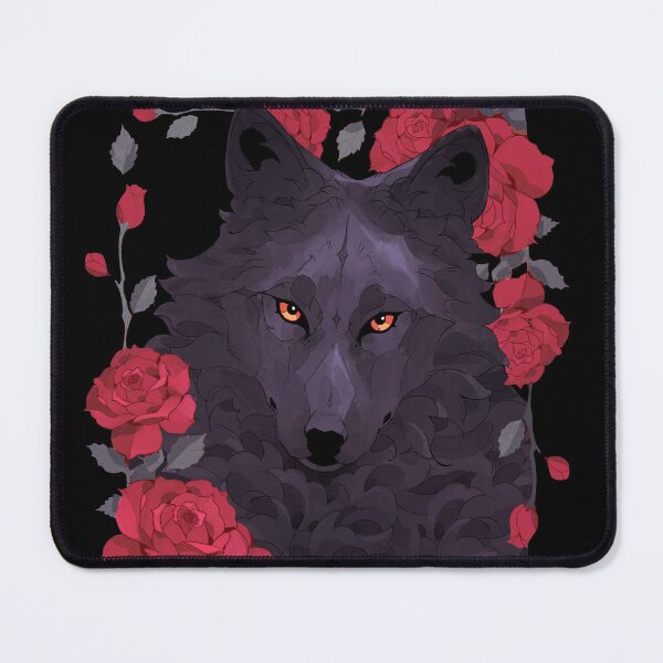 Item preview, Black wolf with red roses designed and sold by Giulialibard.