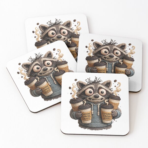 Item preview, Overcaffeinated Raccoon, Caffeine Survival Juice Animal designed and sold by ByAnad.