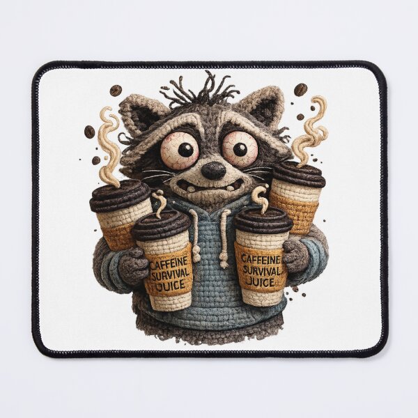 Item preview, Overcaffeinated Raccoon, Caffeine Survival Juice Animal designed and sold by ByAnad.
